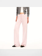 PUKI Lyocell Wide Leg Drawstring Trousers in Pink - On Model