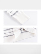 ARISEISM Striped Round Neck Cardigan in White - Detail