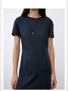 RandomPiece Cotton Modal Fishtail Midi Dress in Blue - On Model