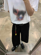 NeverSeez Hazy Puppy Print Cotton T Shirt in White - On Male Model