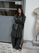 RandomPiece Oversized Matte Faux Leather Jacket in Black - On Model