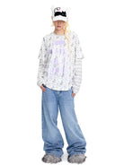 CFIERCE Embroidered Cat Ear Baseball Cap in White - On Female Model