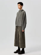 Simple Project Drawstring Hem Fleece Hoodie in Gray - On Model