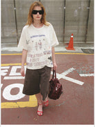 ACSENSE STUDIO Graffiti Rhinestone Cotton T Shirt in White - On Model