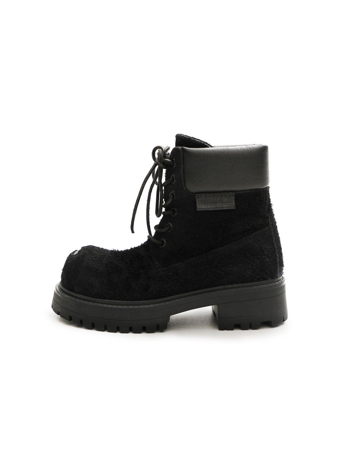 MasonPrince Washed Suede Platform Work Boots in Black