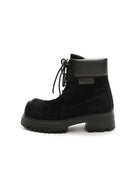MasonPrince Washed Suede Platform Work Boots in Black