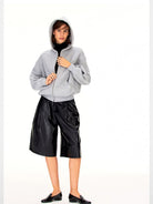 FaxCopyExpress Heavyweight Terry Zip Up Hoodie in Gray - On Model