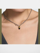 Blackhead Vinyl Wave Gradient Necklace in Silver - On Model