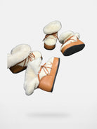 RARELY ALIKE Wool Lined Hidden Wedge Boots in Cream