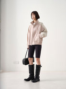 RandomPiece Color Block Cotton Blend Jacket in Pink - On Model
