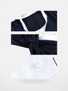 Ariseism Faux Layered Twist Front Top in Navy Blue - Detail