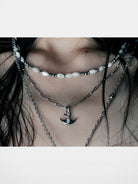 BLACKHEAD Double Layer Manta Ray Necklace in Silver - On Model