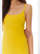 THELIGHT OFFICIAL Spaghetti Strap Cotton Maxi Dress in Yellow - On Model