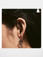 BLACKHEAD Manta Ray Mother of Pearl Drop Earrings in Silver - On Model