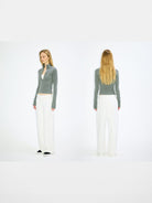 Alright then Stand Collar Zip Up Jacket in Gray - On Model