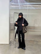 NeverSeez Short Boucl Wool Toggle Coat in Black - On Model