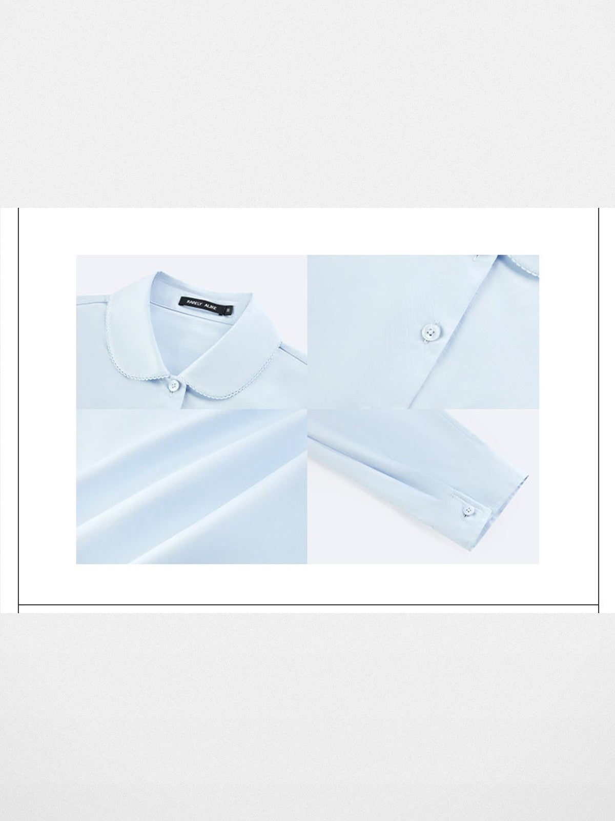 RARELY ALIKE Cotton Peter Pan Collar Blouse in Sky Blue - Detail