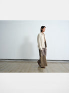 ROYA Oatmeal Textured Ramie Jacket in Oatmeal - On Male Model