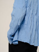 Retro 21 Pleated Bamboo Rayon Shirt in Blue - On Model