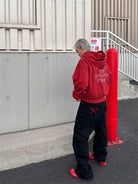 SOD Reversible Rhinestone Zip Hoodie in Red - Lifestyle