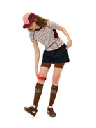 FPA Striped Contrast Panel Tee in Beige - On Model