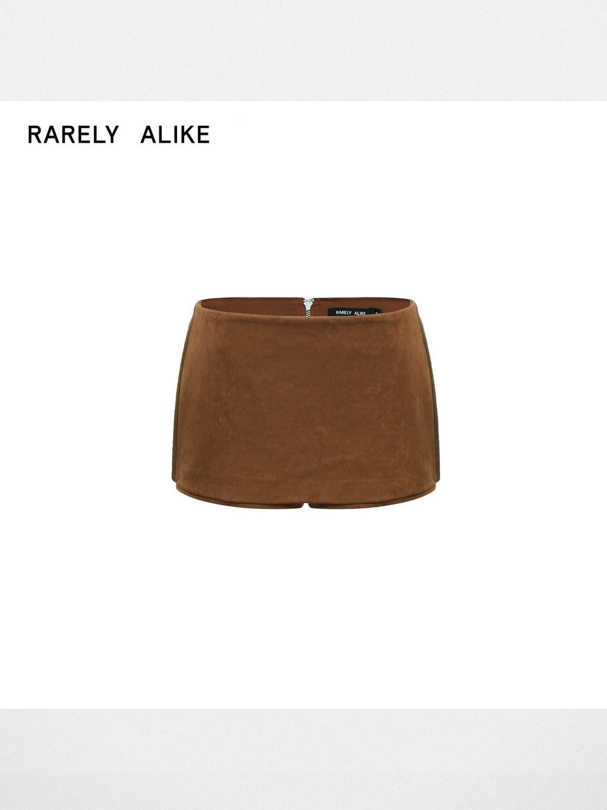 rarely alike Side Zip Faux Leather Mini Skort in Brown