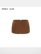 rarely alike Side Zip Faux Leather Mini Skort in Brown