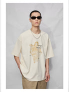 NANS 300g Cotton Graphic T Shirt in White - On Model