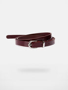 RARELY ALIKE Patent Leather Belt in Burgundy