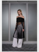 RARELY ALIKE Flared Cotton Denim Jeans in White - On Model