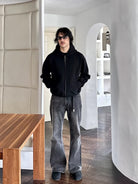 Roolrren Homme Cotton Air Layer Zip Hoodie in Charcoal