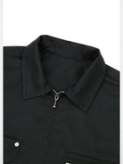 SOD Online Store Layered Sleeve Zip Up Shirt Jacket in Black - Detail