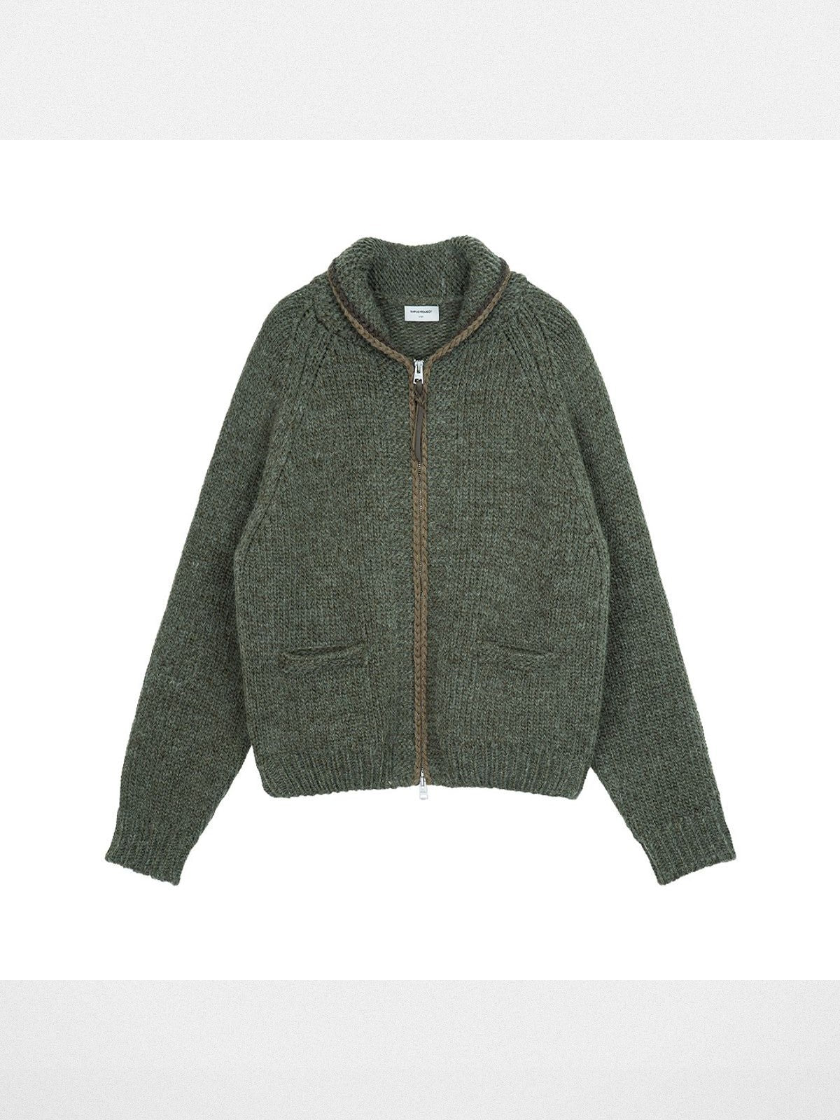 Simple Project Wool Blend Cowichan Zip Sweater in Green