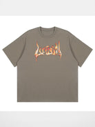 LOSTCTRL Flame Logo Heavy Cotton T Shirt in Olive