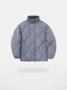 NANS Diamond Quilted Double Zip Puffer in Gray
