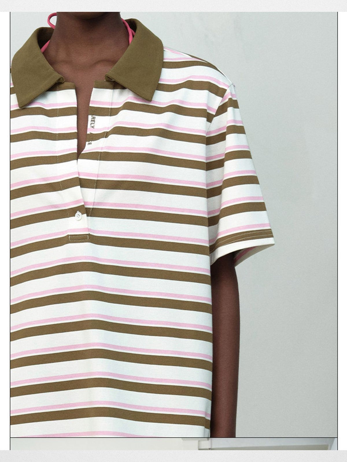 RARELY ALIKE Striped Cotton Blend Polo Shirt in White - On Model