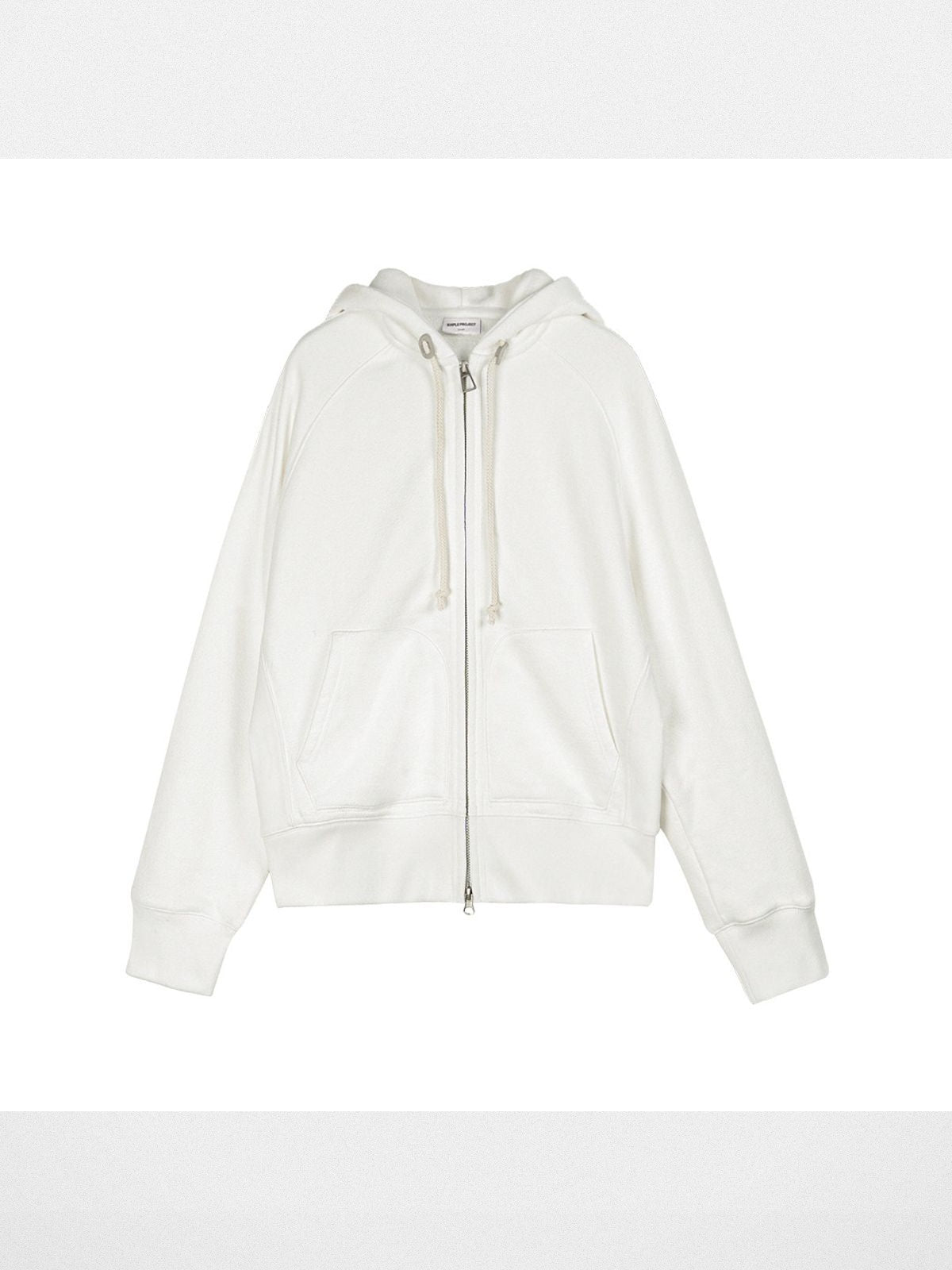 Simple Project Cotton Blend Zip Up Hoodie in White