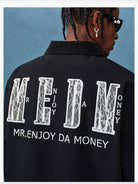 MEDM Lace Appliqu Detroit Jacket in Black - On Male Model