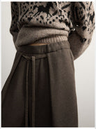 RandomPiece Wool Blend Wide Leg Sweatpants in Brown - Detail