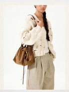 Songmont Suede Baina Hobo Bag in Brown - On Model