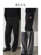 ROYA Tencel Wool Blend Suit Trousers in Black - On Model