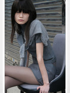 rarely alike Open Back Wool Turtleneck in Gray - On Model