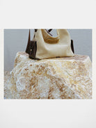 Songmont Large Suede Travel Hobo in Beige - Lifestyle