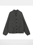 Simple Project Chunky Wool Blend High Neck Cardigan in Gray