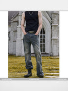 Y OFFICIAL Okayama Slub Mud Dyed Micro Flare Jeans in Gray