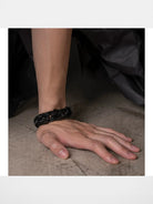 BLACKHEAD Braided Cowhide Steel Bracelet in Black - On Model