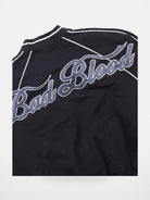 BADSEED Side Stripe Cotton Bomber Jacket in Navy Blue - Detail