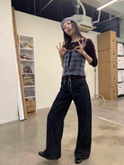 NeverSeez Curved Leg Selvedge Jeans in Raw Indigo - On Model