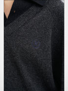 MasonPrince Faux Two Piece Wool Blend Polo in Charcoal - Detail