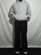 AFterTaste Boxy Ribbed Cotton Hoodie in Gray - On Model